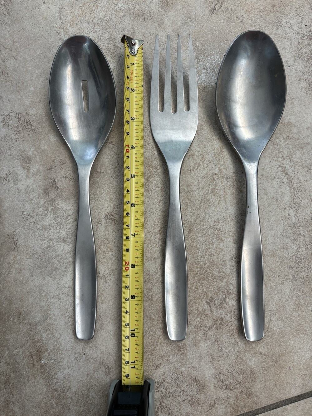 Gourmet Settings 3 Piece 18/10 Stainless Utensil Set 2 Serving Spoons Meat‎ Fork